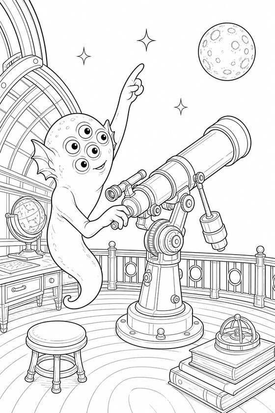 Monster baker coloring page